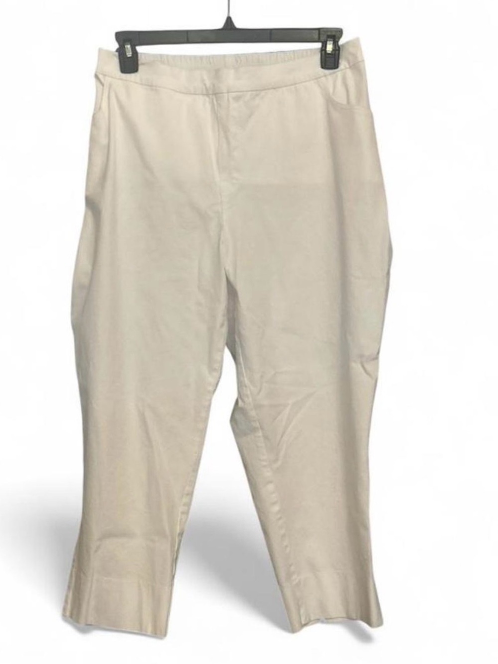 White Solid Women's Pants Flat Front Tall Size 28WT